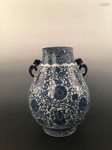 Chinese Blue & White Bailuzun Vase With Qian Long Mark