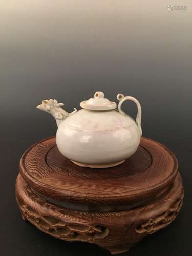Chinese White Glazed Tea Pot And Lid