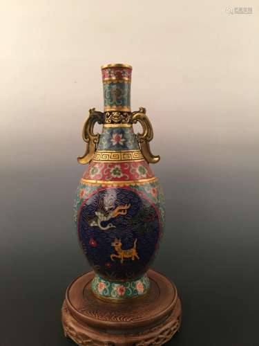 Chinese Cloisonné Bronze Vase With Qian Long Mark