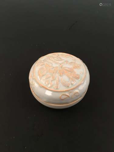 Chinese Ding Ware Carved Porcelain Box With Lid