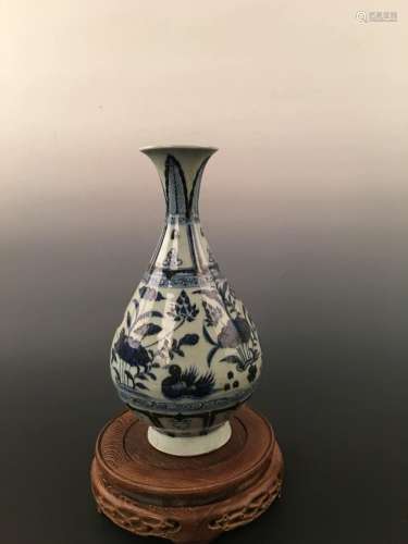 Chinese Blue&White Glazed YuhuchunVase