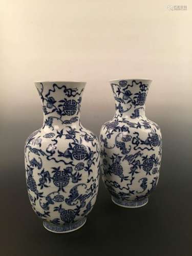 Chinese Blue & White Pair Vase