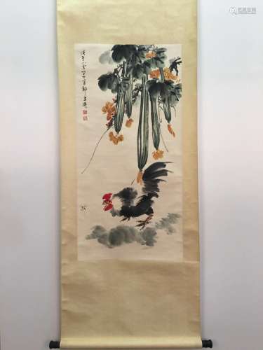 Chinese Hanging Scroll Of Gardening With Xue Tao's Sign
