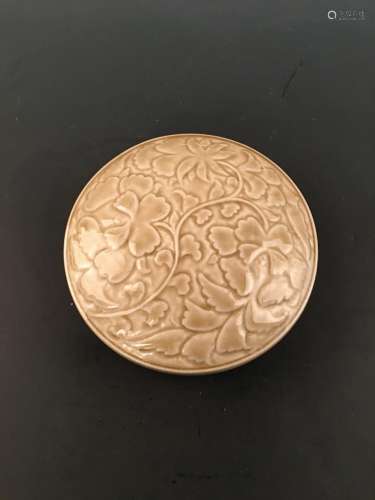 Chinese Ding Ware Carved Porcelain Round Box