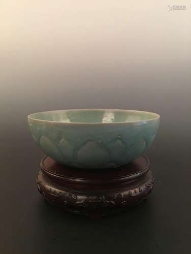 Chinese Green Glazed Carved Bowl