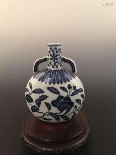 Chinese Blue& White Porcelain Moon Flask