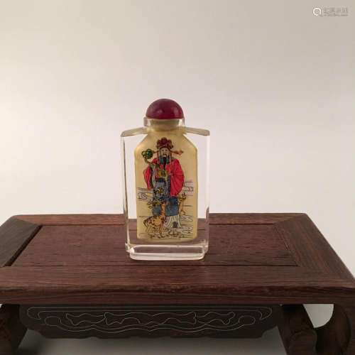 Chinese Inside-Painted Glass Snuff Bottle With Lu's Figure