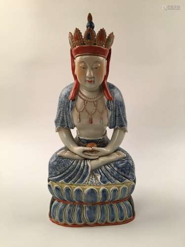 Chinese Famille Rose Buddha Statue