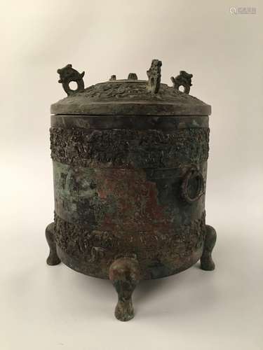 Chinese Bronze Vessel And Lid