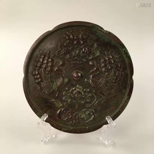 Chinese Bronze Hexalobed Mirror