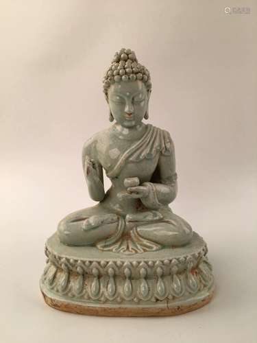 Chinese Celadon Porcelain Buddha Statue