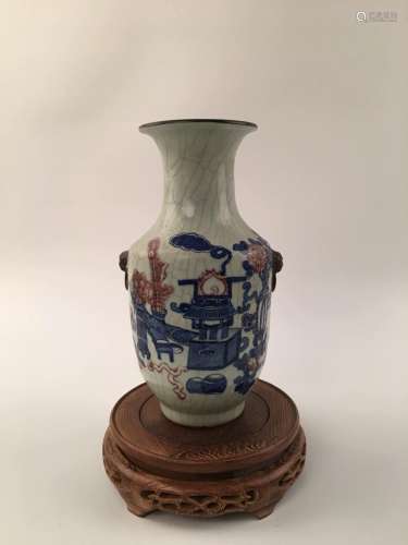 Chinese Copper-Red & Blue-White Vase