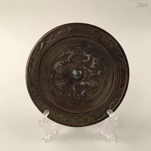 Chinese Bronze Round Mirror