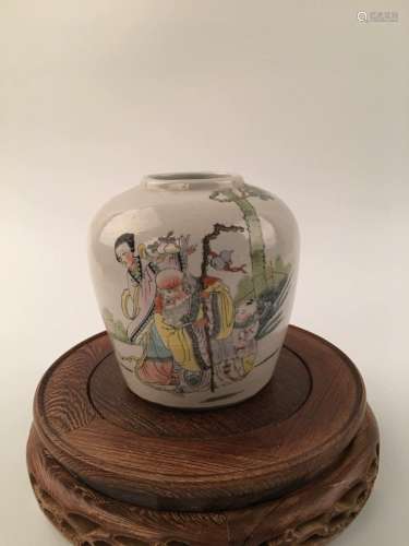 Chinese Famille Rose Immortal's Figure Jar With 