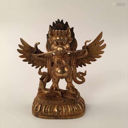 Thailand Gilt Bronze Hawk Statue