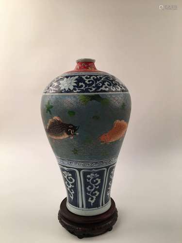 Chinese Cloisonné Porcelain Meiping Vase