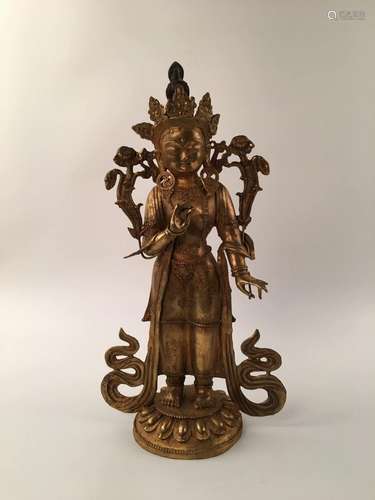 Chinese Gilt Bronze Standing Buddha Statue