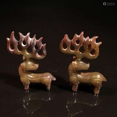 Chinese Jade Deer Pair