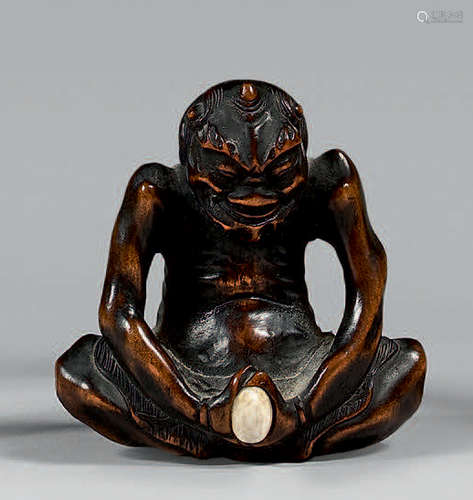 JAPON Époque Edo (1603 1868)		 GRAND NETSUKE en b...