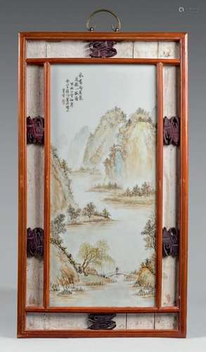 CHINE XIXe siècle		 PLAQUE en porcelaine blanc ém...