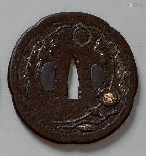 JAPON Époque Edo (1603 1868)		 DEUX TSUBA en fer:...