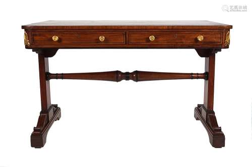 IMPORTANT REGENCY PERIOD MAHOGANY AND ORMOLU MOUNTED LIBRARY TABLE AFTER A DESIGN BY THOMAS HOPE, CIRCA 1810