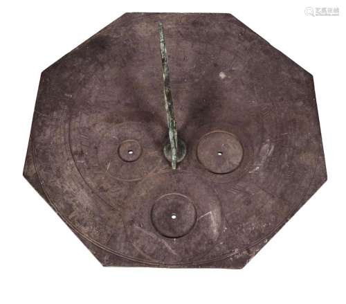 NINETEENTH-CENTURY CARVED SLATE, WALL MOUNTED SUN DIAL