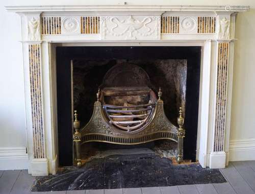 GEORGE III PERIOD WHITE AND SIENNA MARBLE CHIMNEY PIECE, CIRCA 1790