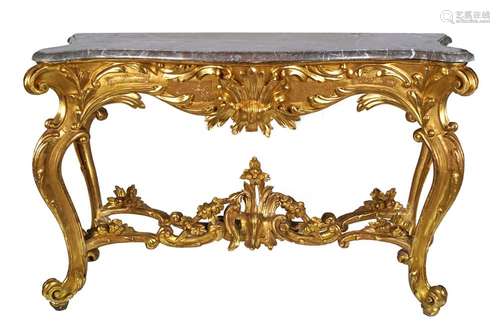 PAIR OF NINETEENTH-CENTURY CARVED GILTWOOD CONSOLE TABLES