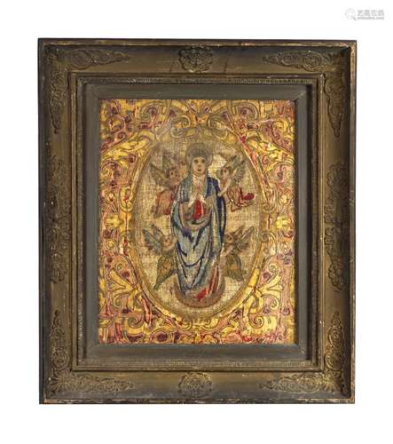 SET OF 4 FRAMED RENAISSANCE ECCLESIASTICAL EMBROIDERIES