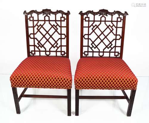 PAIR OF EIGHTEENTH-CENTURY MAHOGANY CHIPPENDALE SIDE CHAIRS, CIRCA 1770