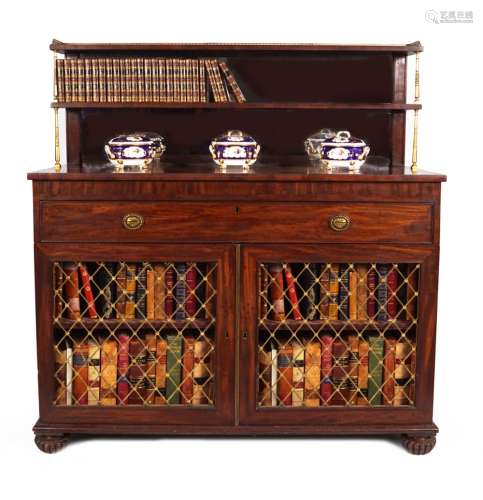 IMPORTANT REGENCY PERIOD MAHOGANY SECRETAIRE BOOKCASE BY WILLIAMS AND GIBTON