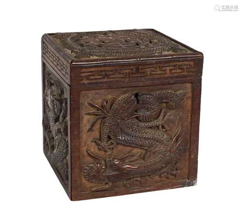 CHINESE QING PERIOD HARDWOOD TEA CADDY