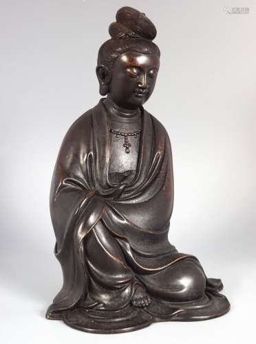 CHINESE QING PERIOD BRONZE GUANYIN