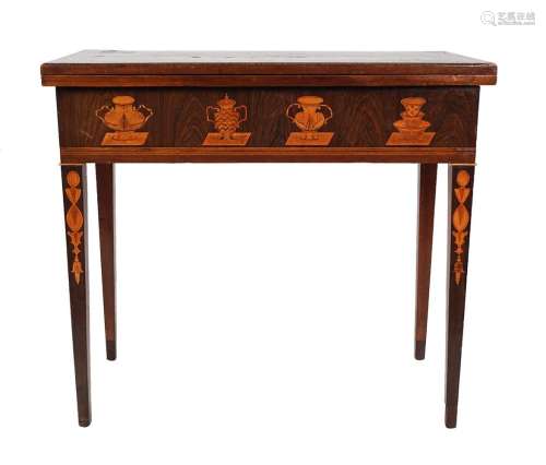 EARLY NINETEENTH-CENTURY RUSSIAN MAHOGANY AND MARQUETRY CARD TABLE, CIRCA 1800