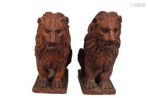 PAIR OF NINETEENTH-CENTURY TERRACOTTA MEDICI LIONS