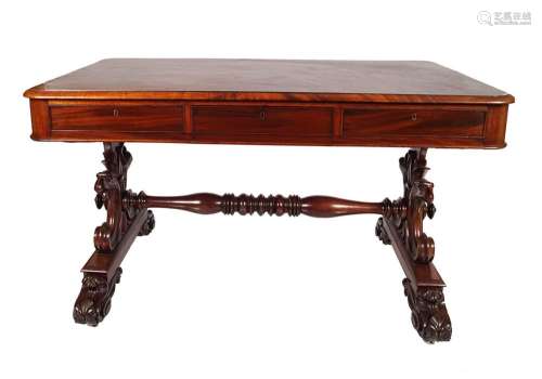 WILLIAM IV PERIOD MAHOGANY LIBRARY TABLE, ATTRIBUTED TO WILLIAMS AND GIBTON
