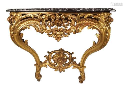 EIGHTEENTH-CENTURY CARVED GILT WOOD CONSOLE TABLE