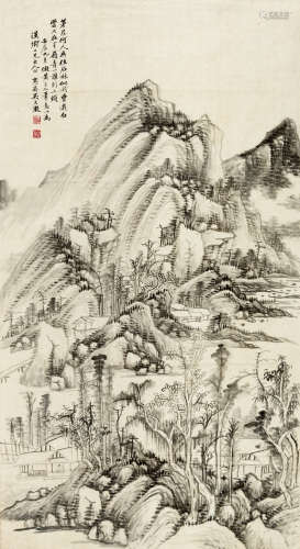 吴大澂 壬辰（1892） 半嶺青山 设色纸本 软片