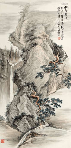 冯超然 壬戌（1922） 松壑泉流 设色纸本 立轴