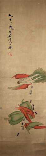 A Chinese Scrolled Painting after Qi Bai Shi