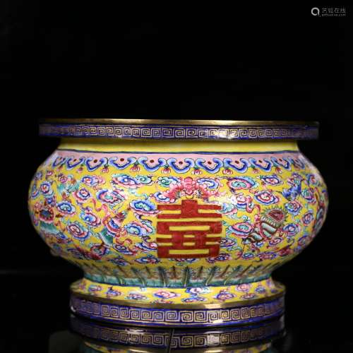 A Chinese Large Enamelled Bronze Water Jar,Qing dynasty