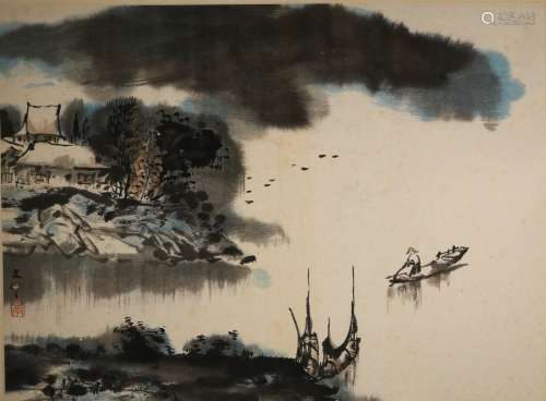 A Chinese Watercolor and ink on paper,Wen Zhong