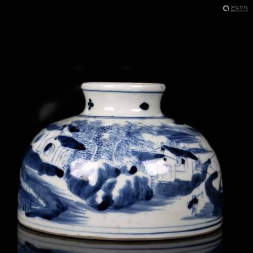 A Chinese Blue and White Porcelain Waterpot,Qing dynasty