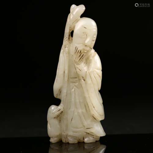 A Chinese White Jade Carving Scholar ,Qing dynasty