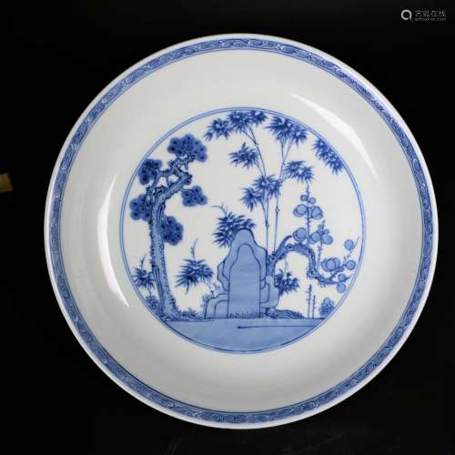 A Blue and White Porcelain Plate,Qing dynasty