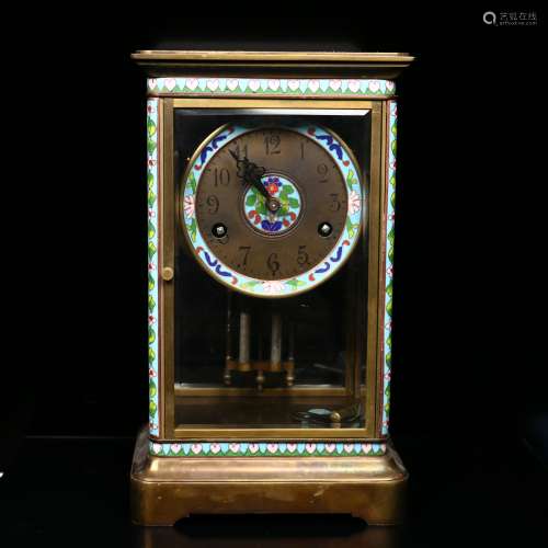 Chinese table clock with cloisonné enhancement,19th century