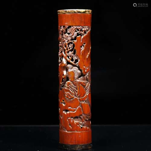 A Bamboo-Carved Censer Holder,Qianlong period