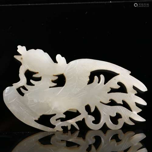 A Chinese Carved White Jade Phoenix,Qing dynasty
