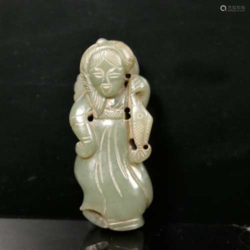 A Jade Carved Lady Figure